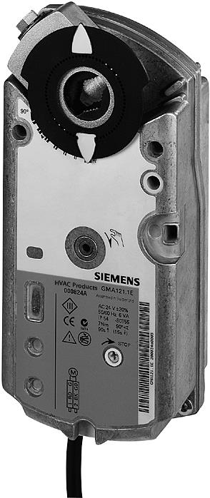 Rotary air damper actuator, AC/DC 24 V, 2-position, 7 Nm, spring return 90/15 s